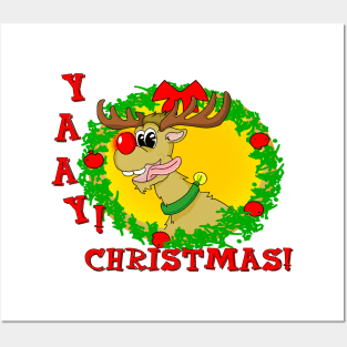 Rudolph The Reindeer Funny Christmas Retro Cartoon Posters and Art